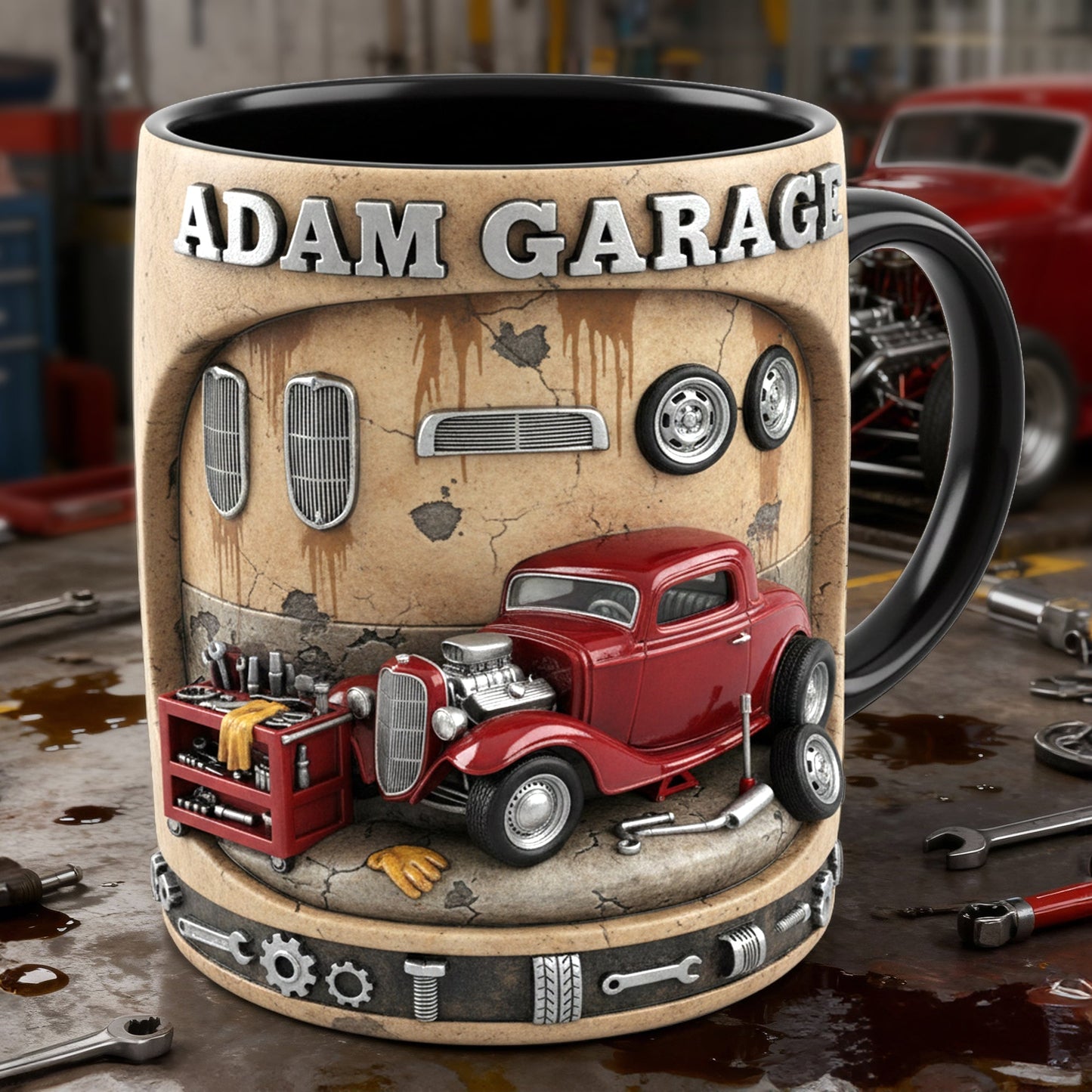Retro Garage Hot Rod Coffee Mug - Personalized Gift For Hot Rod Lovers 05KILU090126