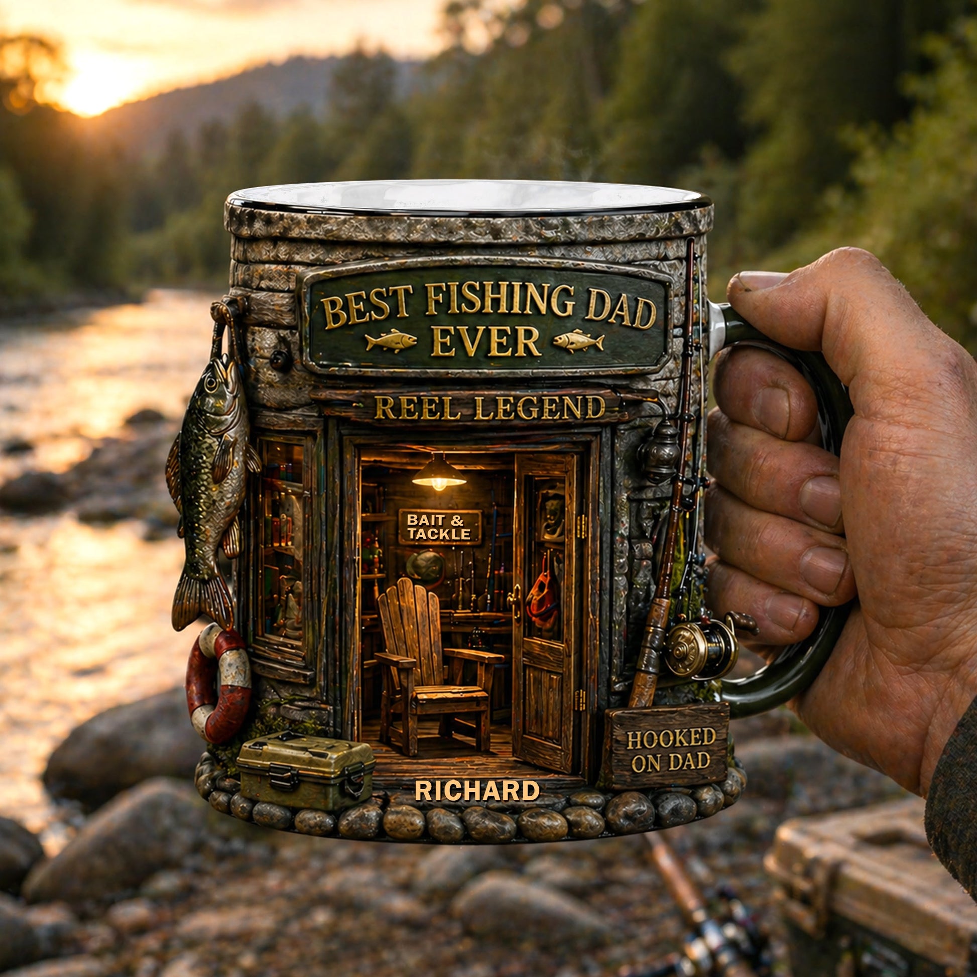 Dad Fishing Nest Magic Mug, Personalized Gifts For Fishing Dad 01qhqn290426