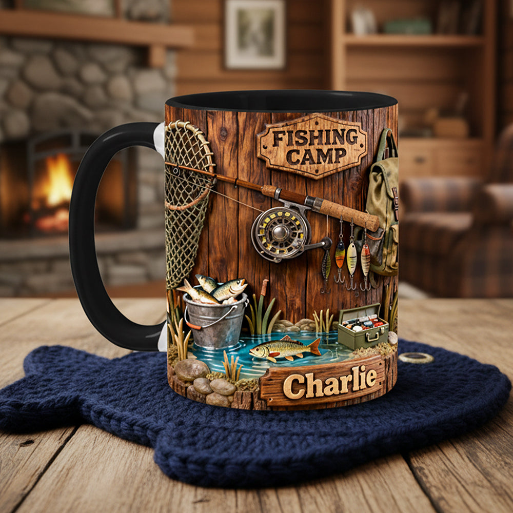Fishing Camp Coffee Accent Mug - Personalized Gifts For Fishing Lovers 03pata090126
