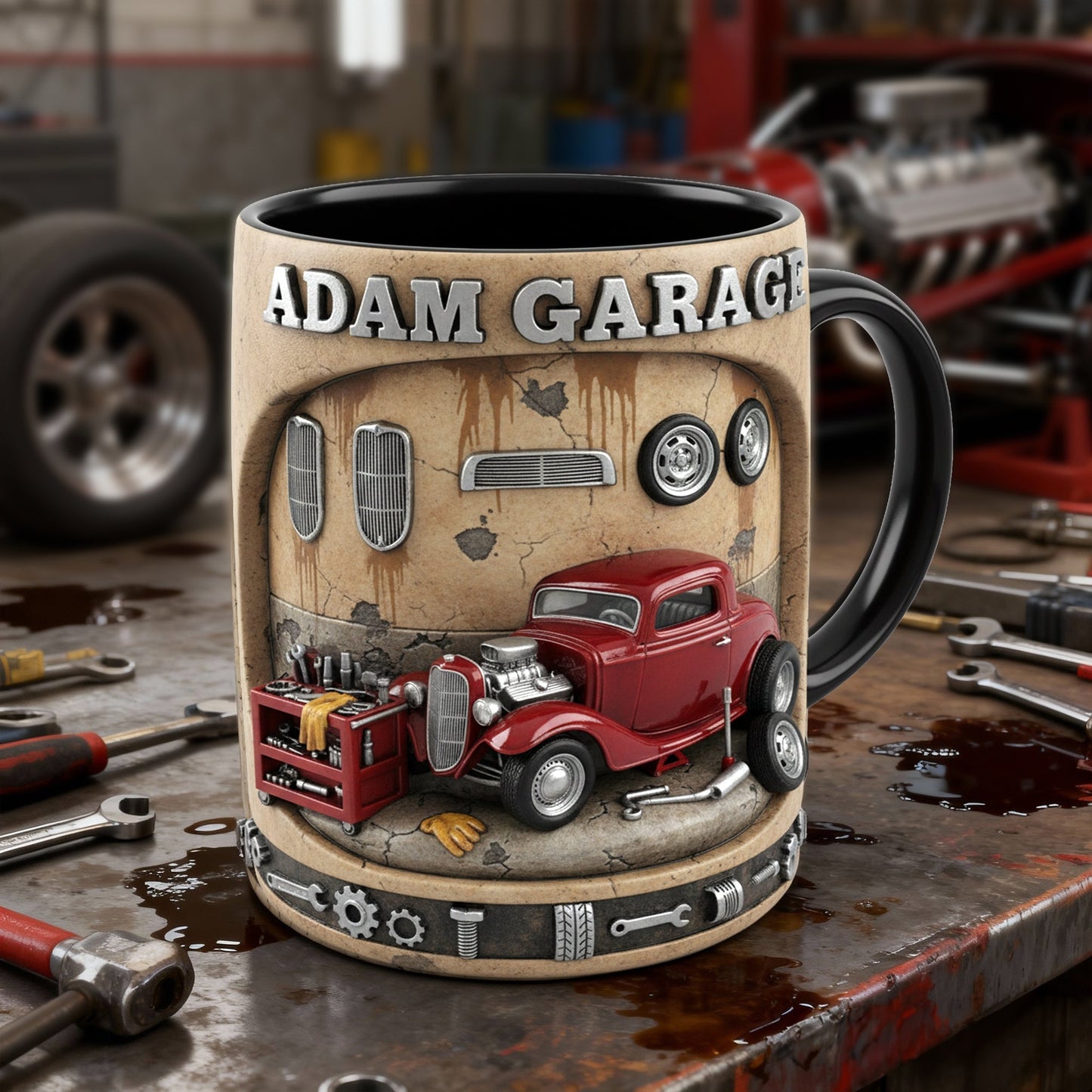 Retro Garage Hot Rod Coffee Mug - Personalized Gift For Hot Rod Lovers 05KILU090126