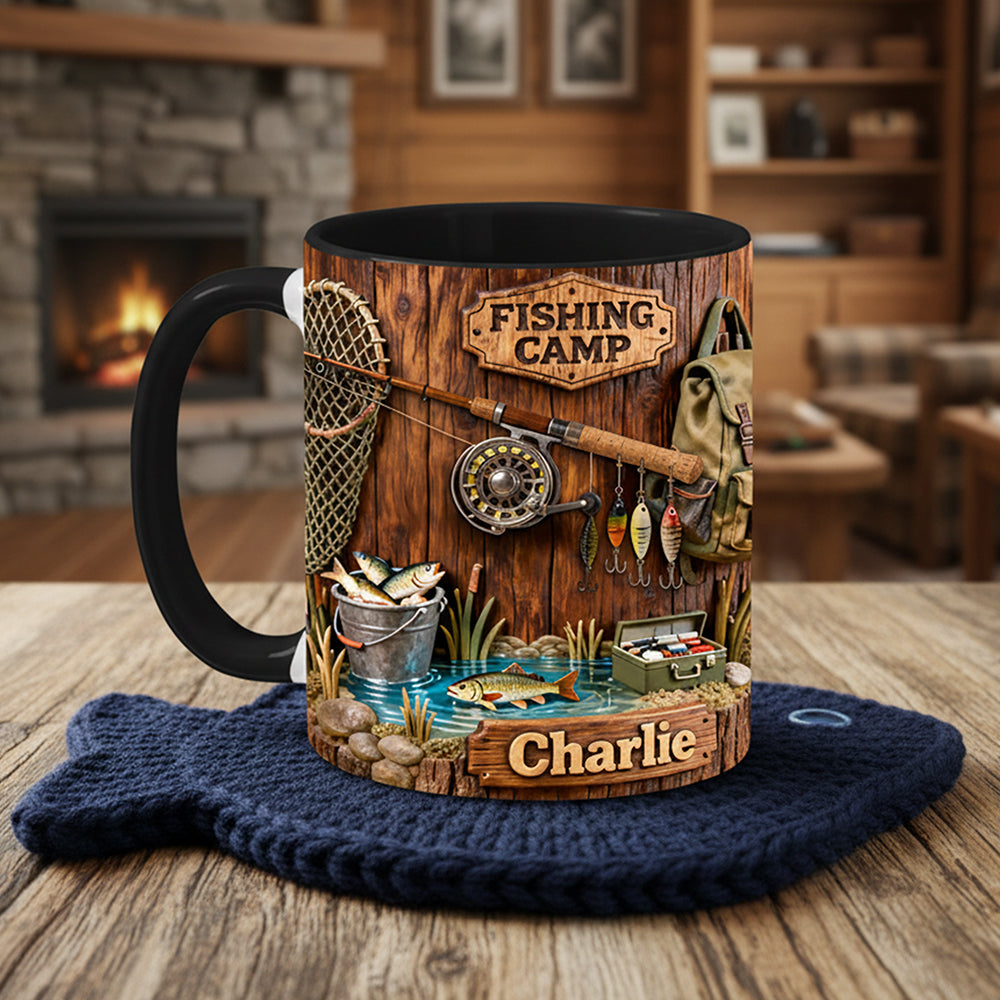 Fishing Camp Coffee Accent Mug - Personalized Gifts For Fishing Lovers 03pata090126