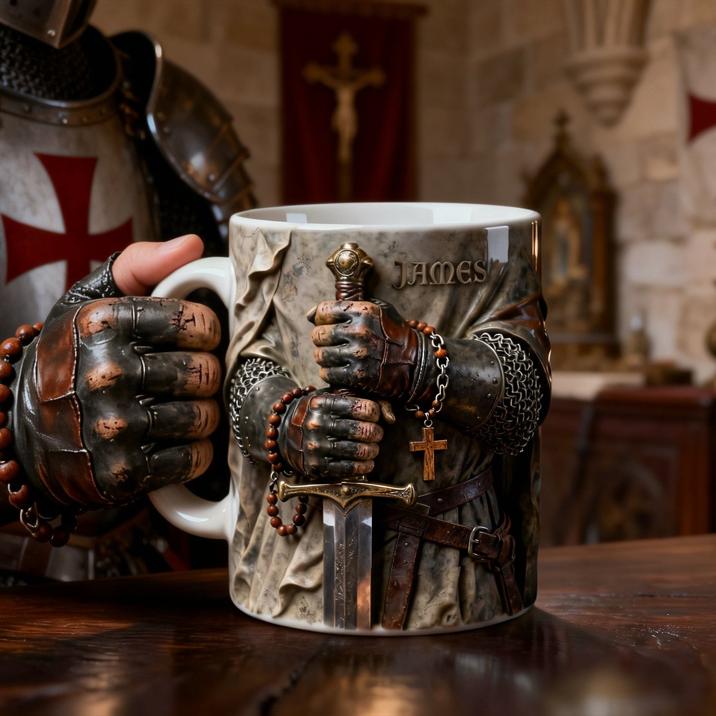 Faithful Templar Knight Coffee Mug, Personalized Gifts For Christians 05qhlu280126