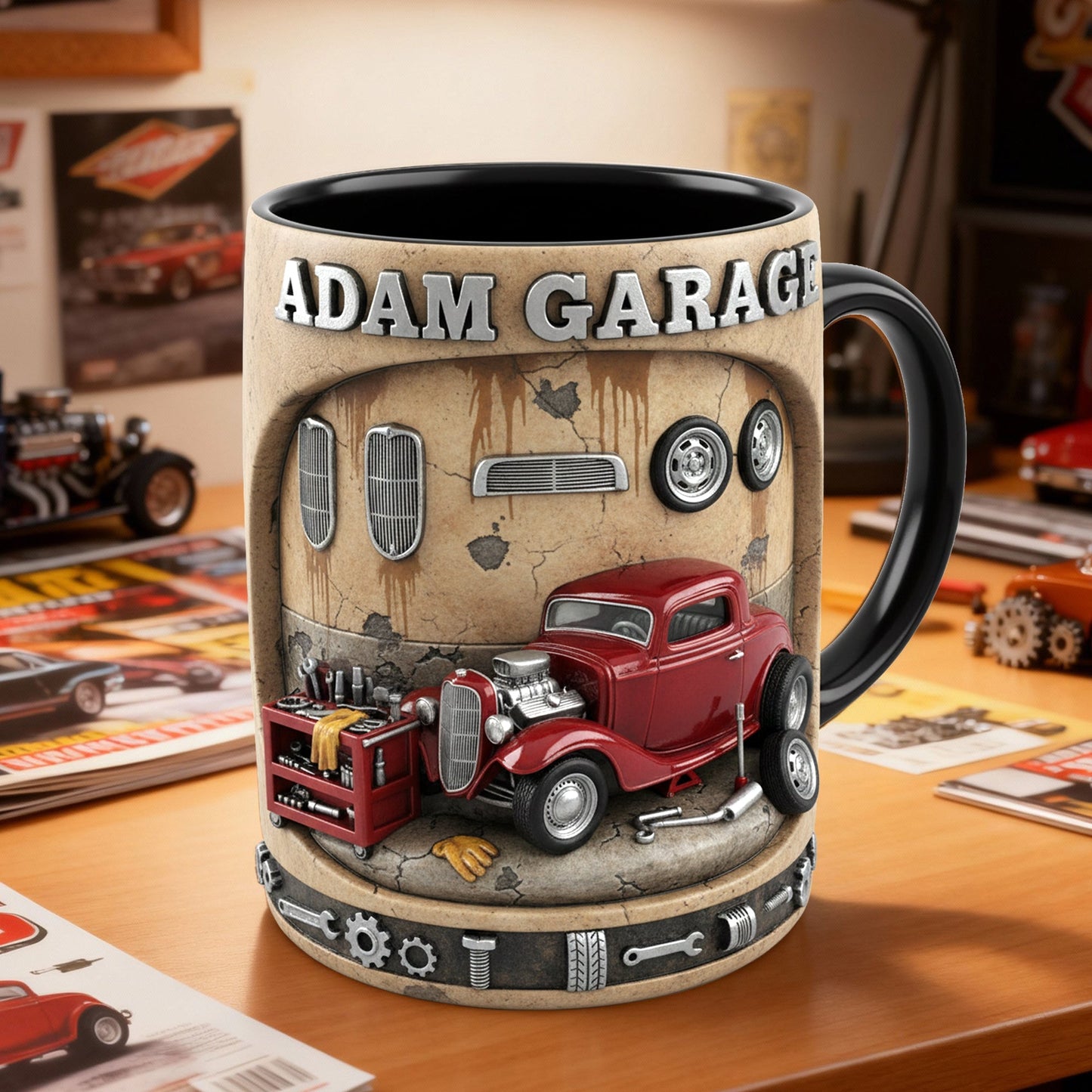 Retro Garage Hot Rod Coffee Mug - Personalized Gift For Hot Rod Lovers 05KILU090126