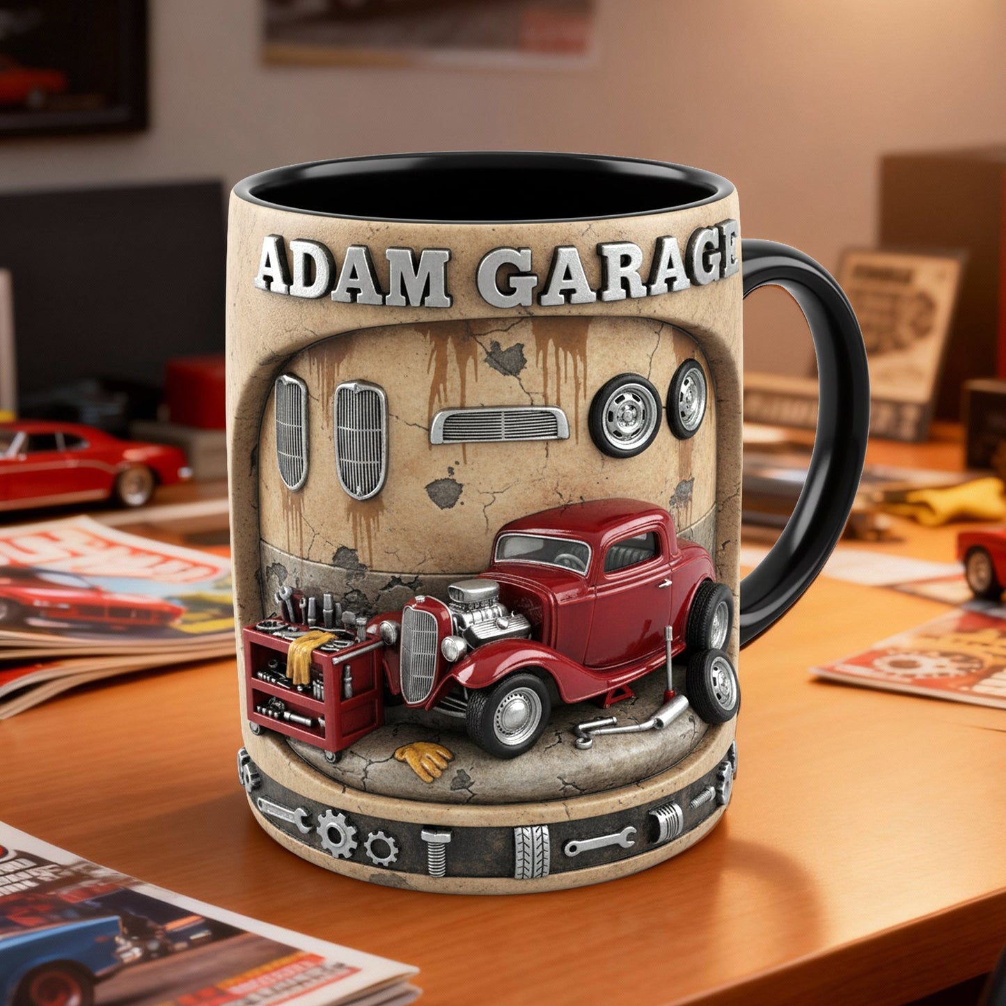 Retro Garage Hot Rod Coffee Mug - Personalized Gift For Hot Rod Lovers 05KILU090126