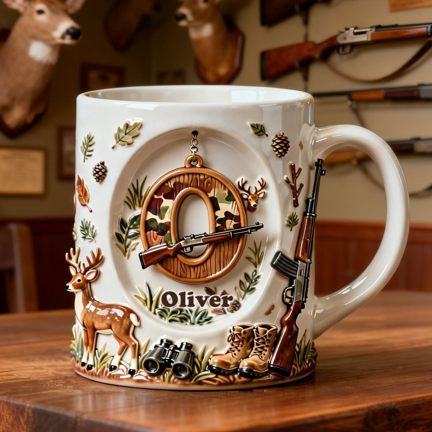 Rustic Hunting Initial Letter Coffee Mug - Personalized Gifts For Hunters 04NATI170126