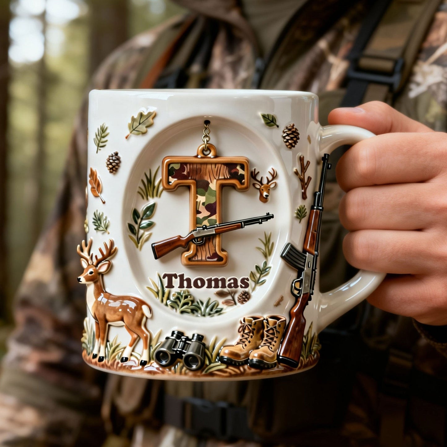 Rustic Hunting Initial Letter Coffee Mug - Personalized Gifts For Hunters 04NATI170126