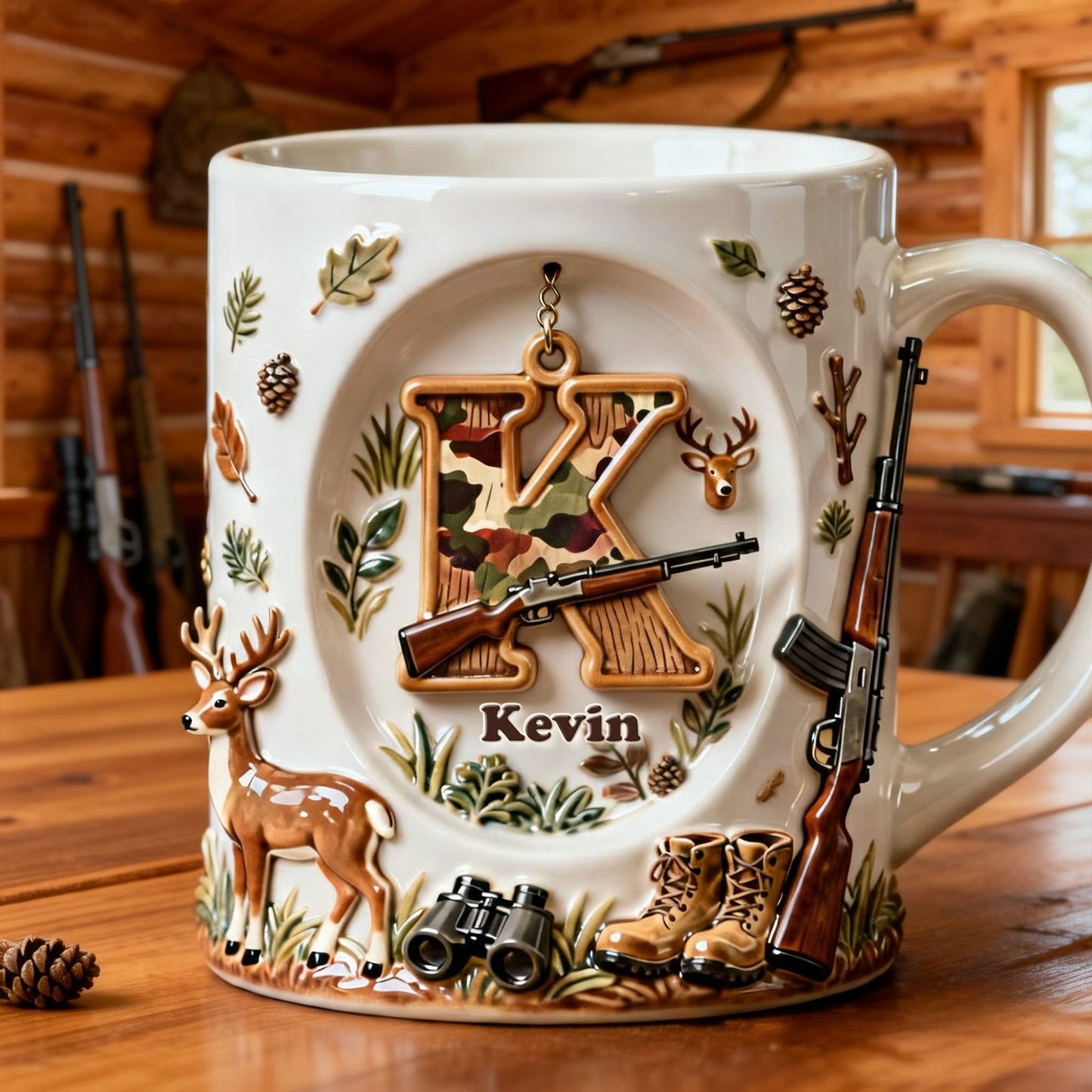 Rustic Hunting Initial Letter Coffee Mug - Personalized Gifts For Hunters 04NATI170126