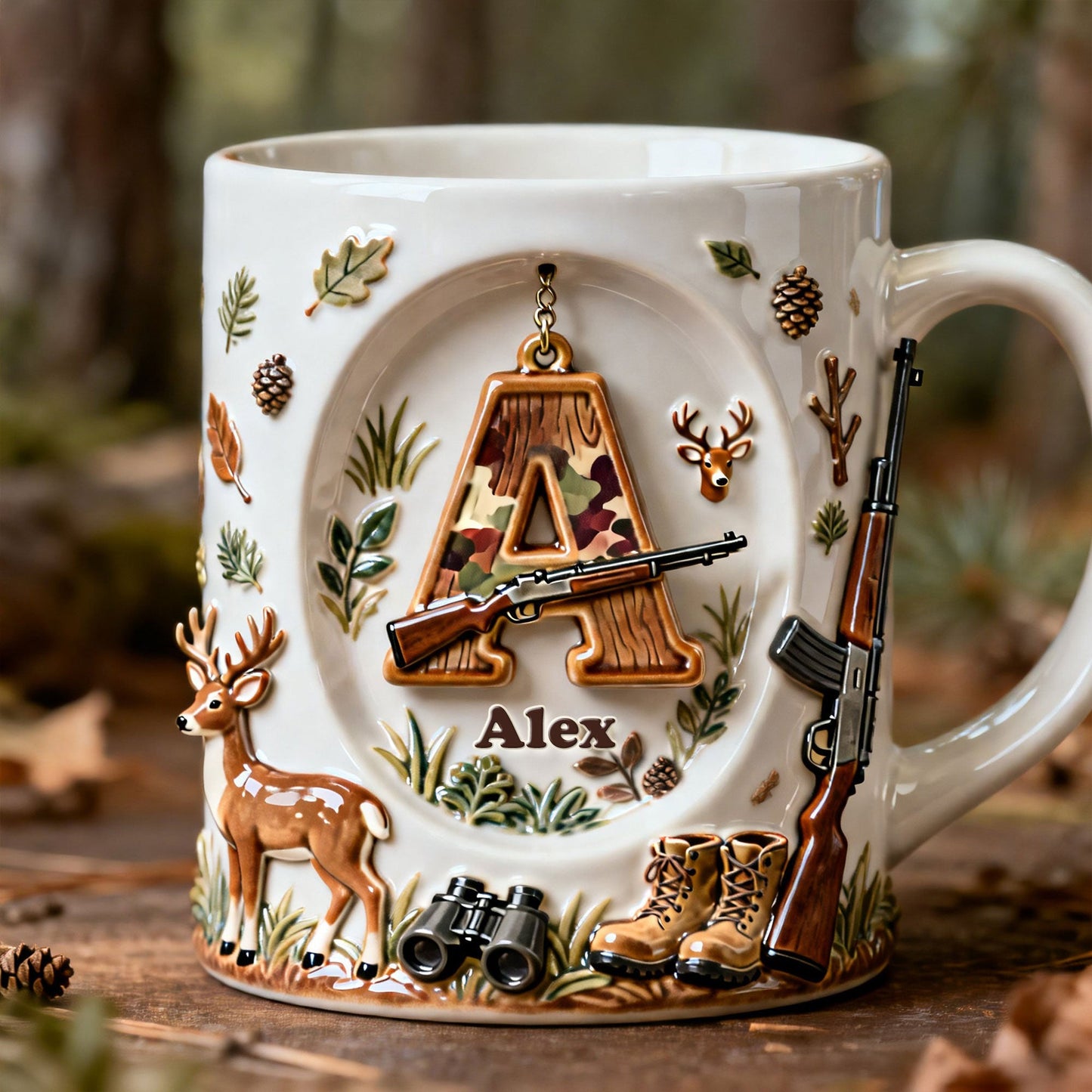 Rustic Hunting Initial Letter Coffee Mug - Personalized Gifts For Hunters 04NATI170126